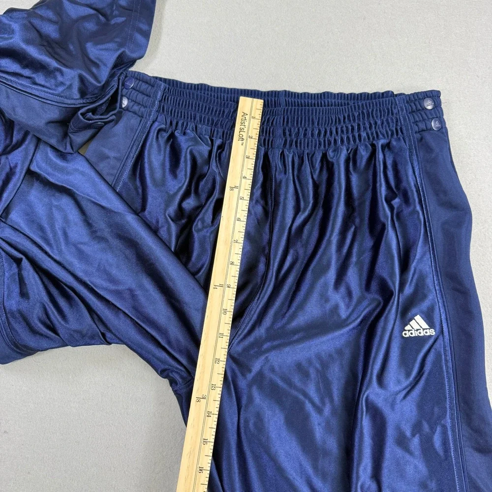 Adidas Pants Men Medium Navy Tear Away Snap Three Stripe Dazzle Baggy‎ Retro Y2K